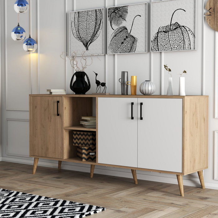 Hanah Home Exxen - 1624 Consola Roble y Blanco